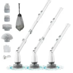 Golv- & Mattrengöring-280RPM/380RPM 2-växlad sladdlös elektrisk roterande golvskurmaskin med 4 borsthuvuden, 3 justerbara längder och vinklar