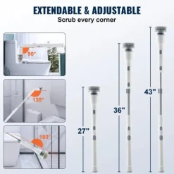 Golv- & Mattrengöring-280RPM/380RPM 2-växlad sladdlös elektrisk roterande golvskurmaskin med 4 borsthuvuden, 3 justerbara längder och vinklar