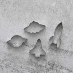 Kakformar-Rymdskepp Utstickare 4st | Rostfritt Stål