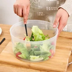 Salladsslungor-Sallad Spinner Manuell Sallad Spinner 3L Stor kapacitet Grönsakstvättmaskin Torktumlare Avloppssil med skål och durkslag