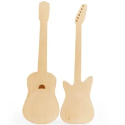 Matbestick-Salladservetter - Gitarr - Trä - 2 stycken - Naturlig - Ej diskmaskinssäker