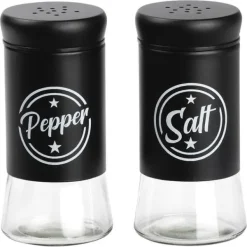 Salt- och pepparkar i svart glas, 2 st.