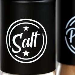 Salt- och pepparkar i svart glas, 2 st.