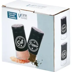 Salt- och pepparkar i svart glas, 2 st.