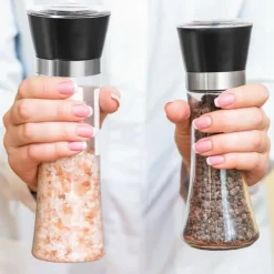 Salt- och pepparkvarn i glas, 2 stycken, 18,5 cm