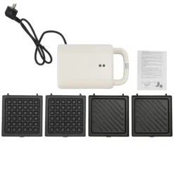 Våffeljärn-Sandwichfrukostmaskin, dubbel-sidig uppvärmning, lätt att rengöra,VIT