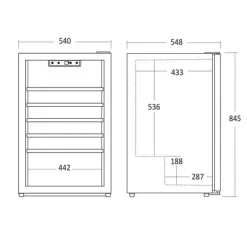 Vinkylar-Scandomestic SV 45 B - Vinkylskåp - 1 Zon - bredd: 55 cm - djup: 55,5 cm - höjd: 83,5 cm - 115 liter - svart - Upp till 45 flaskor