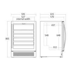 Vinkylar-Scandomestic SV 81 X - Vinkyl - 1 Zon - bredd: 59,5 cm - djup: 61,3 cm - höjd: 86,5 cm - 146 liter - rostfritt stål/svart - Upp till 46 flaskor