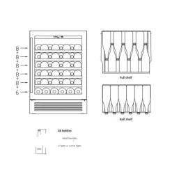 Vinkylar-Scandomestic SV 81 X - Vinkyl - 1 Zon - bredd: 59,5 cm - djup: 61,3 cm - höjd: 86,5 cm - 146 liter - rostfritt stål/svart - Upp till 46 flaskor