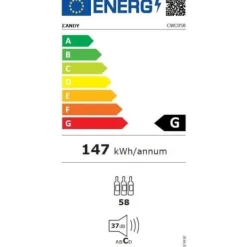 Vinkylar-Serviskylskåp för vin - CANDY - CW 058 - 58 Flaskor - Ansluten - 37 dB - Klass G - 47,5 x 45 x 128 cm