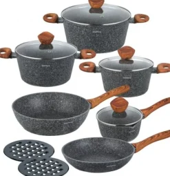 Kokkärl-SET MED 12 ELEMENT KLAUSBERG GRANIT GRUTA KB-7242 TRÄGRANIT
