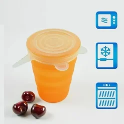 Set med 6 expanderbara vita mikrovågslock i silikon - 6 storlekar HobbyTech