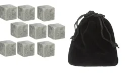 Set med 9 KYLSTENAR för drinkar, grå, MED PÅSE