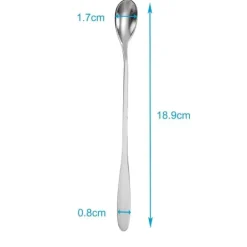 Set med 12 långa skedar i rostfritt stål - Längd 18,9 cm - För Latte Macchiato, cocktails, desserter och mycket mer