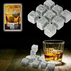 Whiskystenar-Set med 9 återanvändbara granitwhiskystenar Täljstensiskuber Dryckskylare
