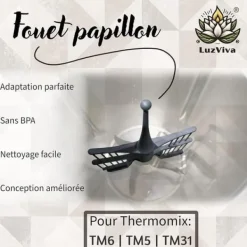 Vispar-Set med 2 visptillbehör - Fjärilsvisp - Svart, kompatibel med Vorwerk Thermomix TM5 TM31 TM6 - Byte av fjärilsvisp