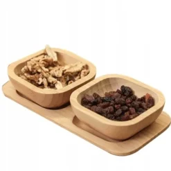 Serveringsfat & Skålar-SET MED 2 x 30 ml SKÅLAR + BAMBUBRACK DOPPLATTA FÖR APPETITARE OCH SUSHISÅS