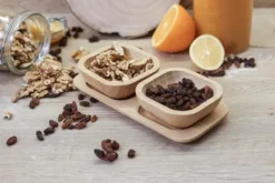 Serveringsfat & Skålar-SET MED 2 x 30 ml SKÅLAR + BAMBUBRACK DOPPLATTA FÖR APPETITARE OCH SUSHISÅS