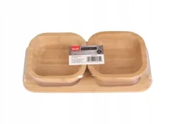 Serveringsfat & Skålar-SET MED 2 x 30 ml SKÅLAR + BAMBUBRACK DOPPLATTA FÖR APPETITARE OCH SUSHISÅS