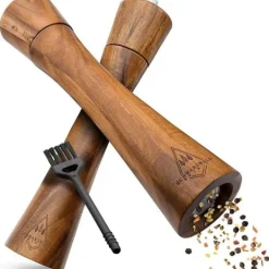 Set med Akaciakvarnar för Peppar och Salt - Manuella Saltkar 25,5 cm