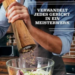 Set med Akaciakvarnar för Peppar och Salt - Manuella Saltkar 25,5 cm