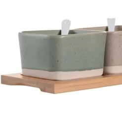 Tillbehör För Matservering-Set med bambutallrikar - DKD Home Decor - 29 x 11,5 x 1,5 cm - Flerfärgad - För vuxna