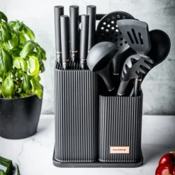 Set med köksknivar i ett block med köksredskap och en skärbräda, 12 delar, KLAUSBERG KB-7835