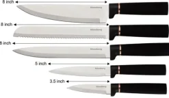 Set med köksknivar i ett block med köksredskap och en skärbräda, 12 delar, KLAUSBERG KB-7835