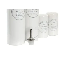 Olje- & Vinägerbehållare-Set med olja och vinäger DKD Home Decor Vit Trä Stengods 18 x 15 x 22 cm