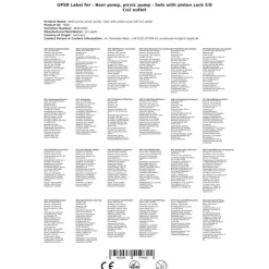 Set med picknickpump med kolvkran 5/8 Co2-utlopp, KEG:Type M