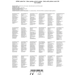 Set med picknickpump med kolvkran 5/8 Co2-utlopp, KEG:Type M