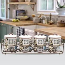 Kryddkvarnar-Set om 4 MAESTRO Holiday i Porto kryddbehållare MR-20005-04CS