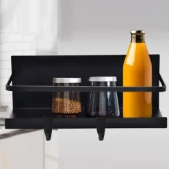 Köksorganiserare-Set om 2 Magnetiska Kryddhyllor - Magnetisk Kylskåpshylla Kryddförvaringshylla (Svart)