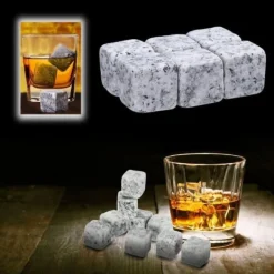 Whiskystenar-3set X 6st/set Whiskeyisstenar, återanvändbara isstenar för säkra drycker, med påse