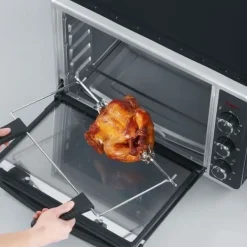 Severin TO2058 42 L minivärmeugn, pizzasten och rotisseri, 1 800 W bänkugn, 120 min timer, svart/rostfritt stål