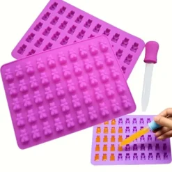 Gelatinformar-Silikon Godisform Bakform Geléform Gummy Bears Godisbjörnar med Pipett