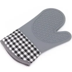 Grytlappar & Grillvantar-Silikon- och bomullsvantar Värmebeständiga handskar Ugnsvantar för Hemkök Bageri Hotell