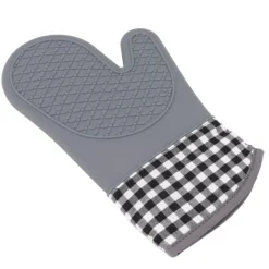 Grytlappar & Grillvantar-Silikon- och bomullsvantar Värmebeständiga handskar Ugnsvantar för Hemkök Bageri Hotell