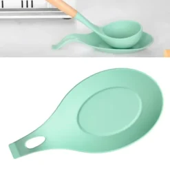 Skedhållare-Silikon Skedstöd Hög Temperaturbeständig Värmebeständig Skedhållare för Hemkök Grön