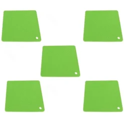 Grytlappar & Grillvantar-Silikon värmebeständig anti-halk underläggsmatta för köksbänk - 5 st Green Honeycomb Hot Pads
