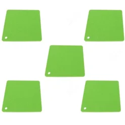 Grytlappar & Grillvantar-Silikon värmebeständig anti-halk underläggsmatta för köksbänk - 5 st Green Honeycomb Hot Pads