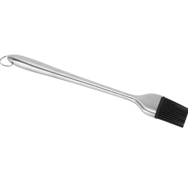 Bakpenslar-Silikonborste Handtag i rostfritt stål Högtemperaturbeständigt köksbakning Grillsås OljeborsteIhåligt handtag Runt huvud L