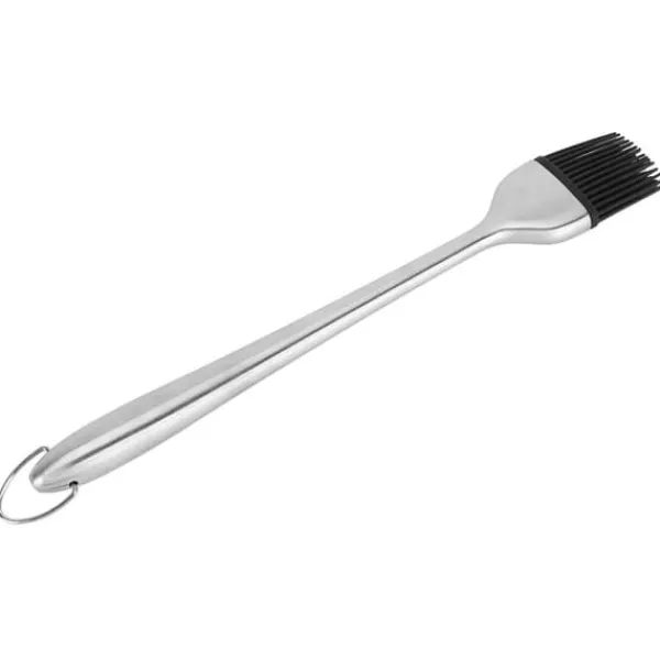 Bakpenslar-Silikonborste Handtag i rostfritt stål Högtemperaturbeständigt köksbakning Grillsås OljeborsteIhåligt handtag Runt huvud L