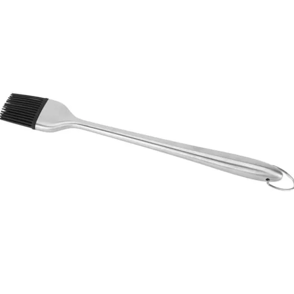 Bakpenslar-Silikonborste Handtag i rostfritt stål Högtemperaturbeständigt köksbakning Grillsås OljeborsteIhåligt handtag Runt huvud L