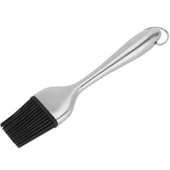 Bakpenslar-Silikonborste Handtag i rostfritt stål Högtemperaturbeständigt köksbakning Grillsås OljeborsteIhåligt handtag Runt huvud S