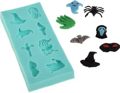 Kakformar-Silikonform för sockerpasta Halloween spökspindel fladdermus