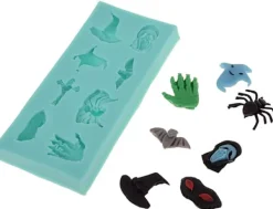 Kakformar-Silikonform för sockerpasta Halloween spökspindel fladdermus