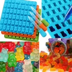 Gelatinformar-Silikonform GUMMIES BEARS med pipett