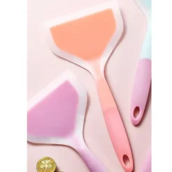 Silikonpannkakor Spade Flexibel Plattbottnad Bred Spatel Turner Genomskinlig Orange