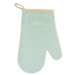 Grytlappar & Grillvantar-Silikonugnsvante Högtemperaturbeständig Vattentät Halksäker köksbakhandske med bomullsfodral Grön